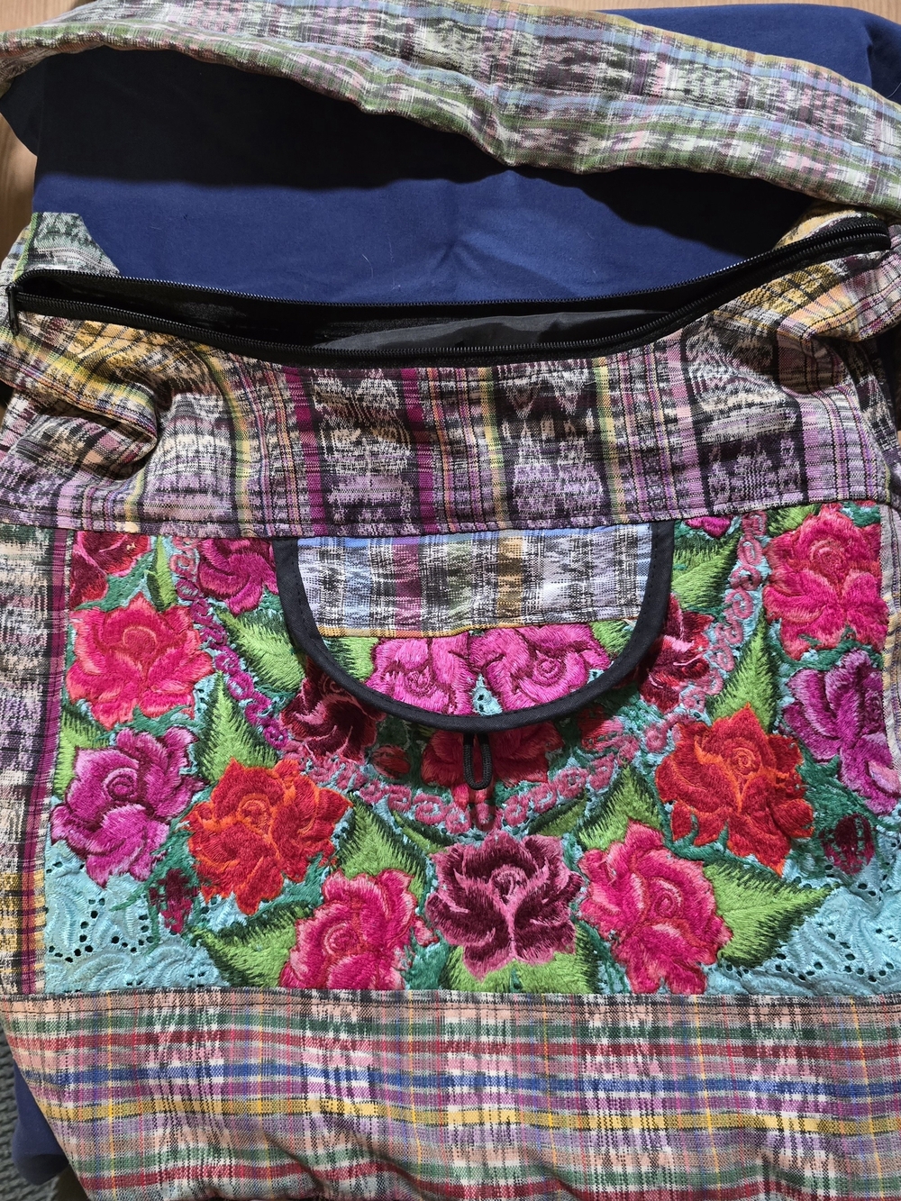 Boho Vintage Guatemalan Huipil Floral Hobo Sling Bag